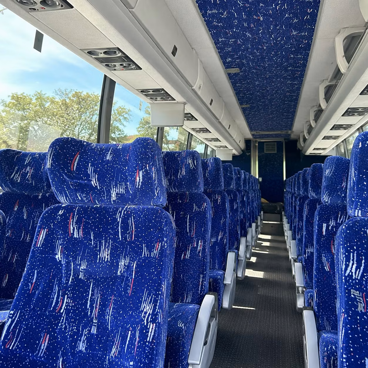 56 passenger charter bus inside