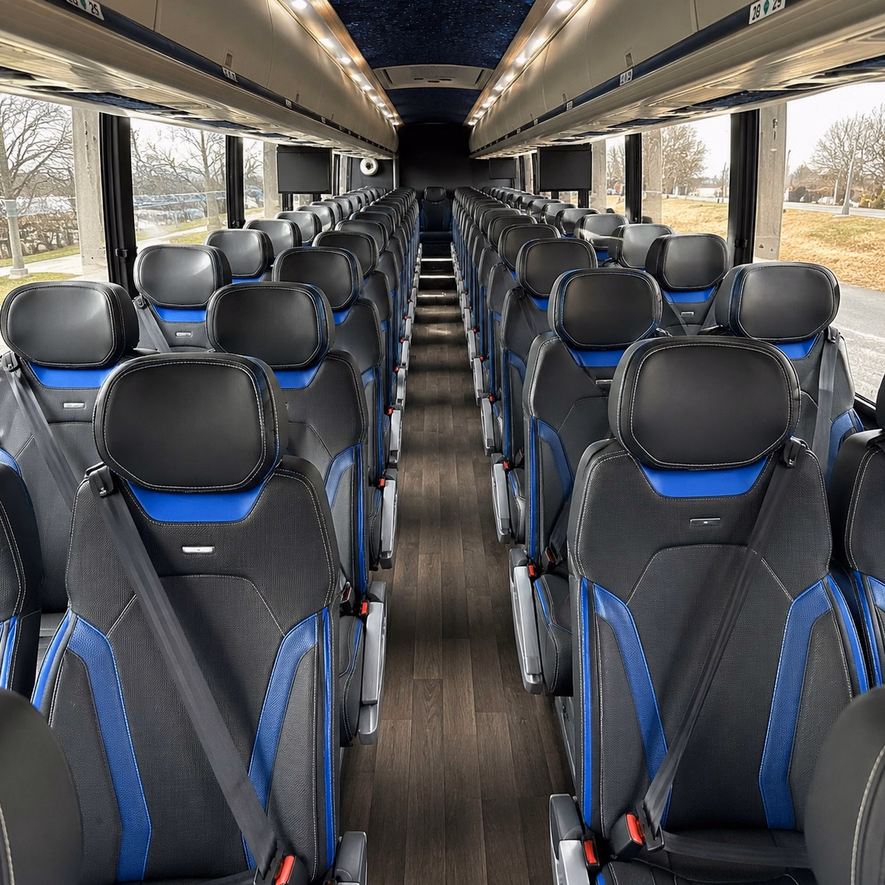 56 passenger charter bus interior